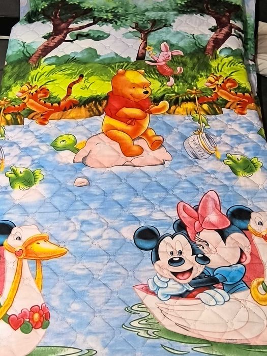 Двулицево шалте/покривало за легло 130/220 см Маккуин /Колите, Cars, Disney/ и Мечо Пух