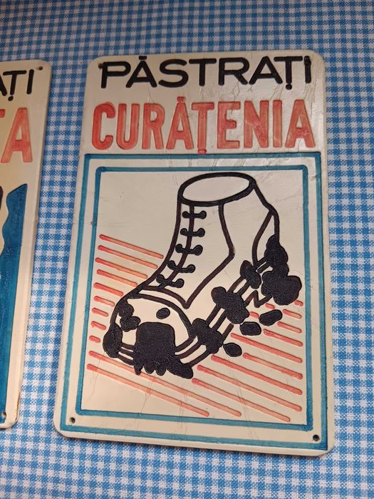 Tăblițe ,tabla de avertizare comuniste, vechi de colectie, provin din comunism, Reclame,protecția muncii vechi,rare