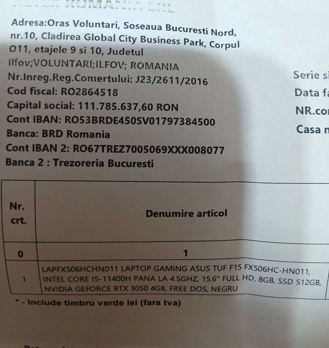 Laptop Asus gaming tuf15