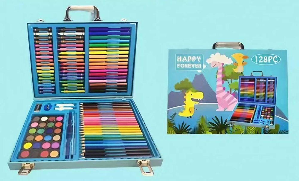 Дигитално куфарче 128 части за рисуване с метална дръжка и закопчалки