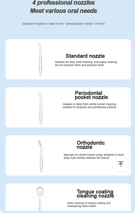 Професионален орален иригатор, преносим душ за уста, 4 накрайника, 230
