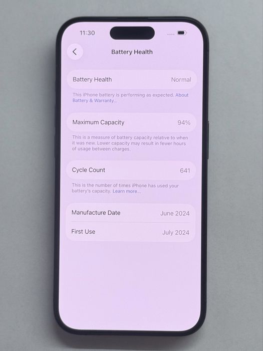 iPhone 15 Pro Black 94% battery