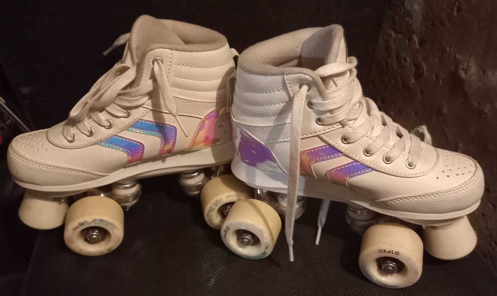 Ролкови кънки за деца Quad 100 цвят бял в отлично състояние- номер/размер 34