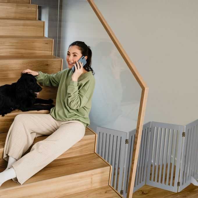 Преграда за стълби/домашни любимци/деца и друго Relaxdays сива