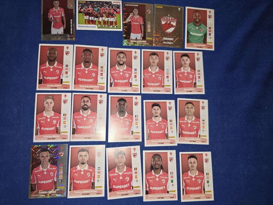 Set complet cu 20 de stickere, Fc Dinamo București, Panini  Superliga României, 40 lei