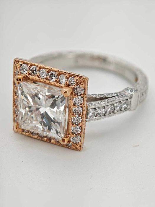 inel 18k/PT diamante naturale si lab grown 4ct IGI