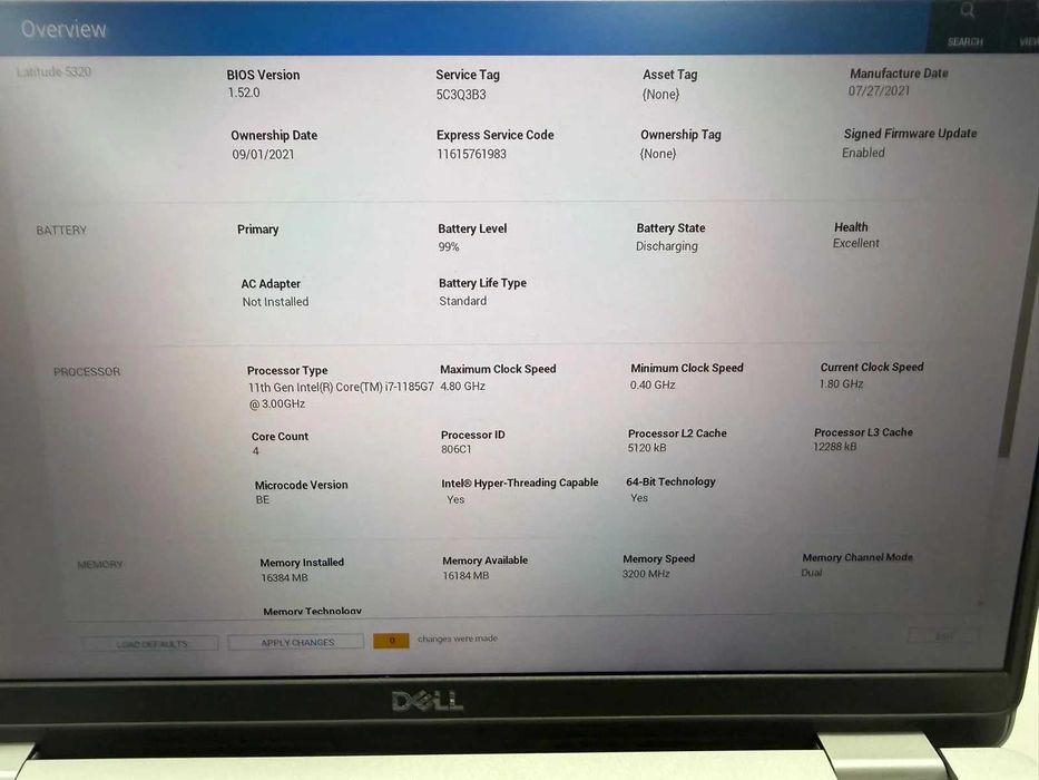 Laptop SH Dell Latitude 5320 i7-1185G7 SSD 512gb NVME 16gb RAM baterie noua