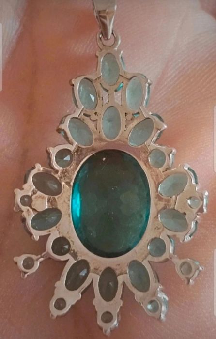 Pandantiv damă nou superb din argint stantat 925 cu piatra naturala