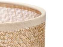 Lampa de masa, baza ceramica cu efect lemn, abajur textil bej, E27
