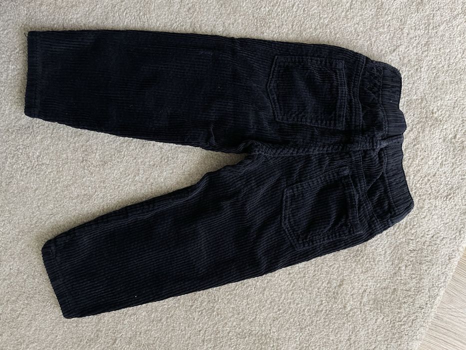 H&M pantaloni copii raiat bumbac, marimea 92, bleumarin