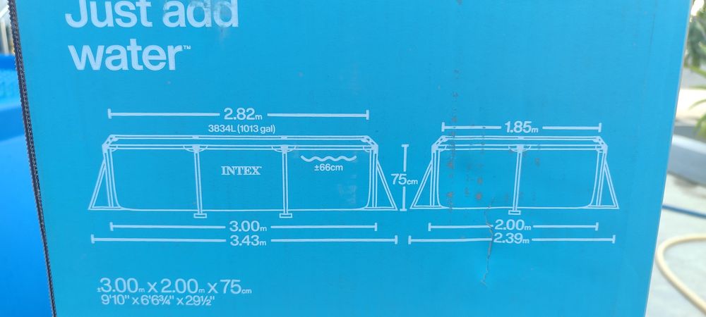 Каркасный бассейн Intex (бонус химоя пленка, хлор, табуретка))