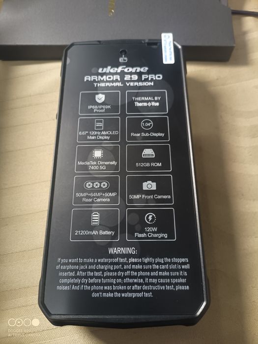 Ulefone Armor 29 Pro Thermal, 5G AI здрав телефон, 32GB + 512GB/2TB, MTK Dimensity 7400