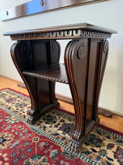 Masuta de cafea Vintage Stil Baroc Revival; Masuta din lemn cu blat 61x50 cm