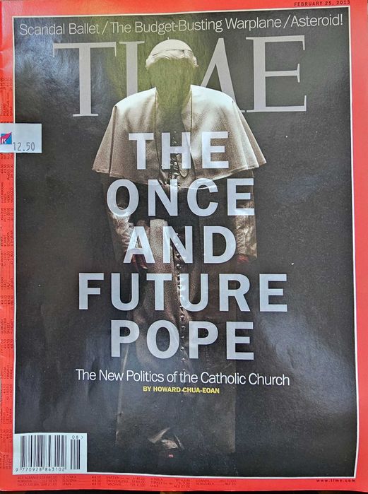 Revista Time Magazine, lot 7 reviste cu coperta cu Papa Francisc (5 numere), Papa Ioan-Paul [1 numar + 1 nr Newsweek) si (1 numar) cu Papa Benedict .
