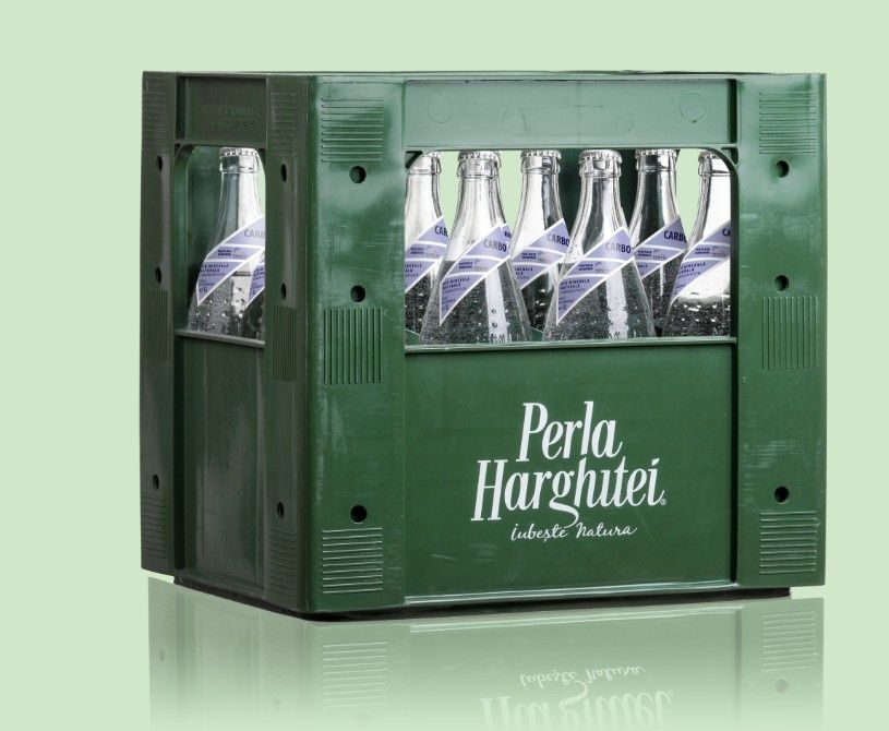 Naveta cu sticle apă minerală Perla Harghitei