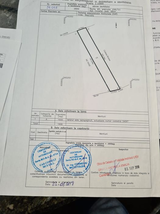 Vand teren intravilan dascalu, sat creata