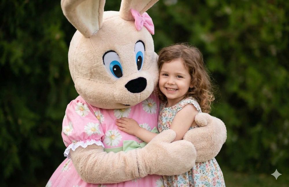 Професионален маскот костюм Великденско зайче - носен 2 пъти (costume, mascot)