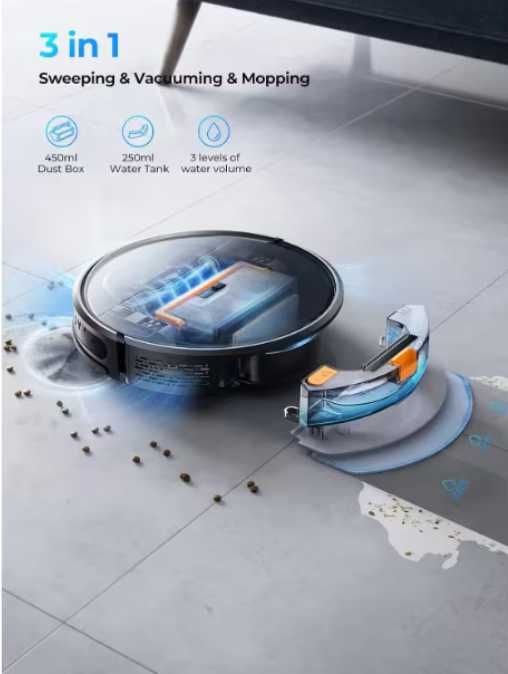Robot Aspirare + Mop, Laresar Evol 3, 4500PA, 450ml, 3200mAh, Nou