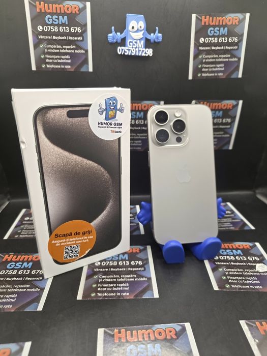 iPhone 15 Pro / Natural Titanium / 128GB / 100% Baterie / Garanție