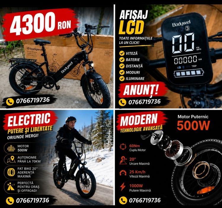 Bicicletă Electrică Bodywel F20 Fat Bike