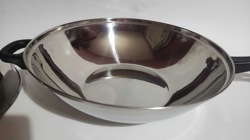 Уок тиган от неръждаема стомана с две дръжки