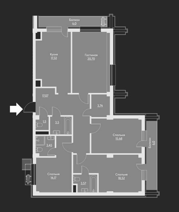 ЖК Manhattan. 4-комнатная, 122 м². г. Ташкент, Дархан, парк Тельман