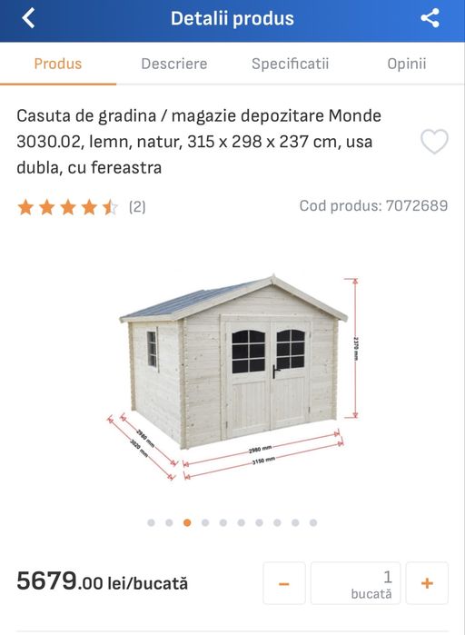 Casuta de lemn, 3mx3m
