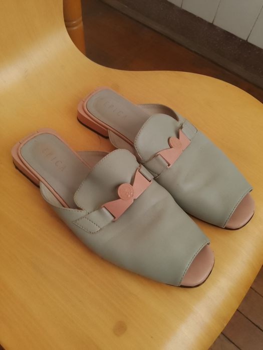 Papuci piele naturală de la Epica cu călcâi deschis mărime 40