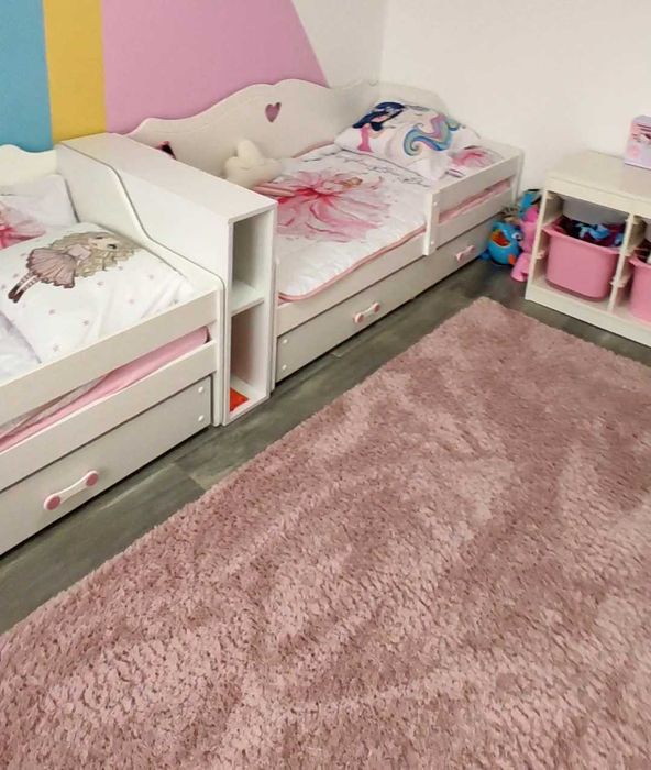 Pat copii Interbeds 160 x 80 cm cu sertar si saltea, Alb