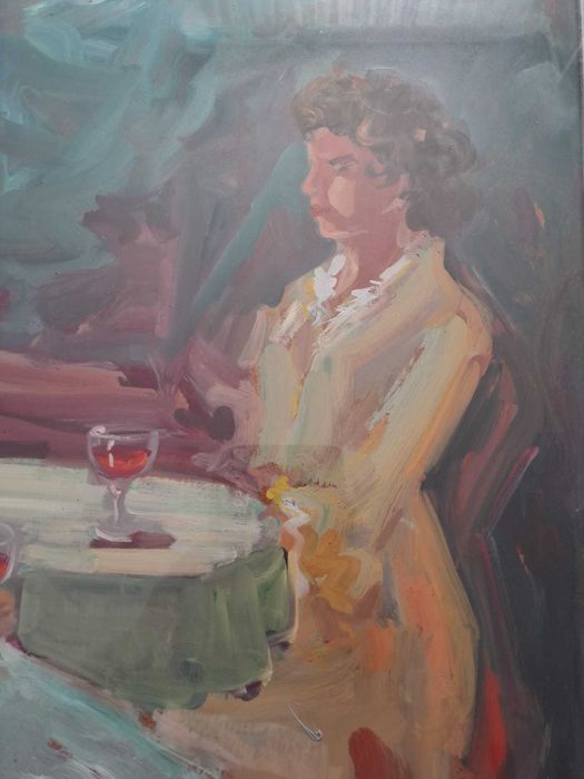 tablou pictura pe pfl 64/49 cm semnat