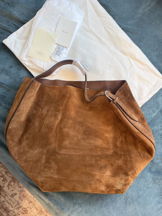 Vand geanta TOTEME , piele intoarsa maro camel