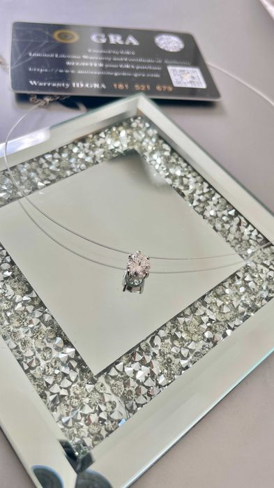 Сребърно колие "Невидима корда" с 1ct Moissanite проба 925 и GRA сертификат