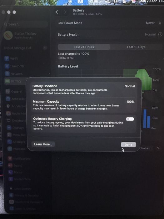 MACBOOK M4/256gb 100%