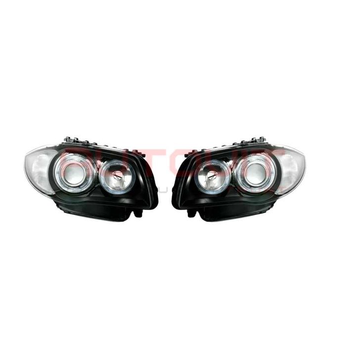 Кристални фарове за BMW E87 Angel Eyes (2004-2011) - черни