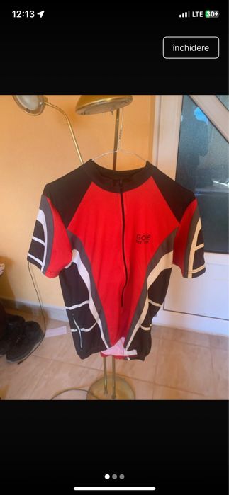 Tricou ciclism Gore Bike Wear M, roșu/negru, 3 buzunare spate
