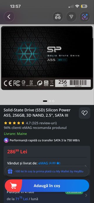 Solid-State Drive (SSD) intern Silicon Power Ace A55, 256 GB
