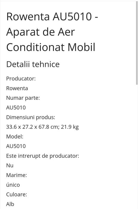 Climă portabilă Rowenta 3 în 1 , nouă