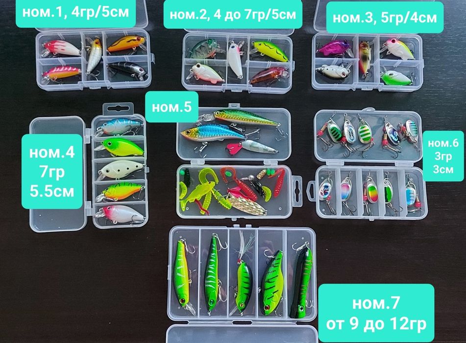 5бр воблери спининг риболов костур щука кефал воблер примамки риба