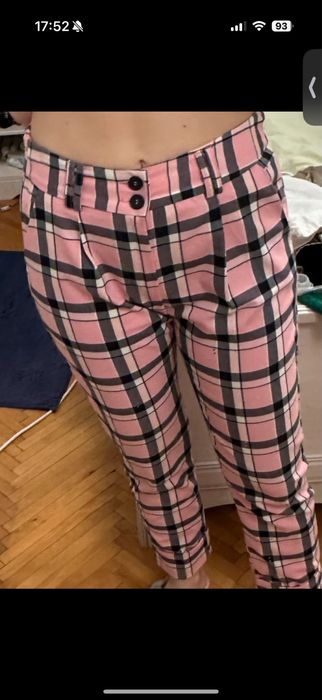 Pantaloni eleganti imprimeu carou