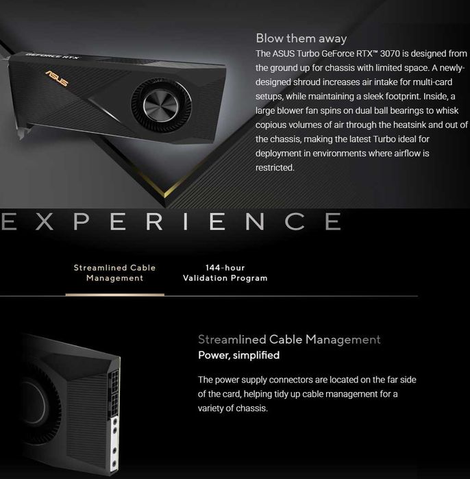 ASUS Turbo GeForce RTX 3070 8GB GDDR6 256-bit