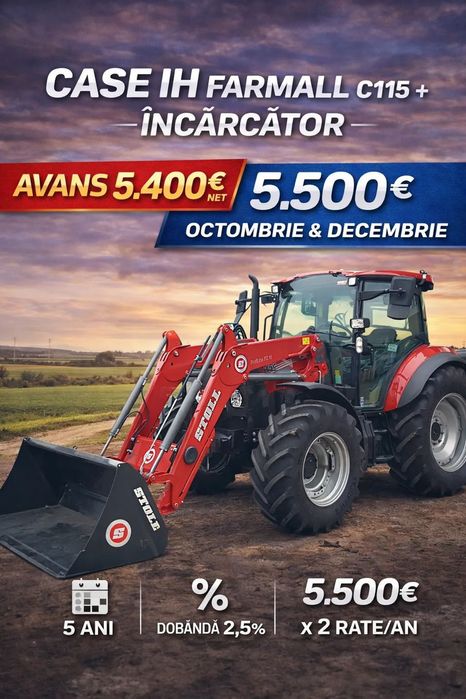 Case IH FARMALL 115 C CASE Farmall C115 140CP| încărcător STOLL|10% Avans |Rate sezoniere|