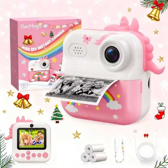 Детска камера фотоапарат с дисплей моментни снимки термопринтер 9 вида