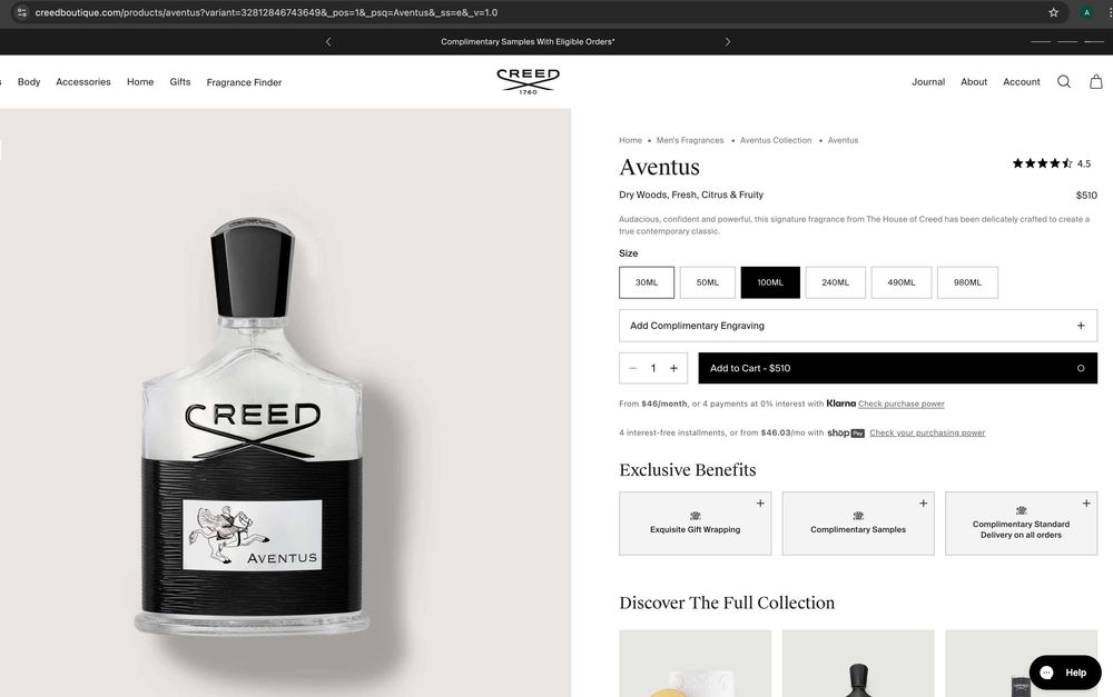 Creed Aventus. Оригинал Parfume, гарантия