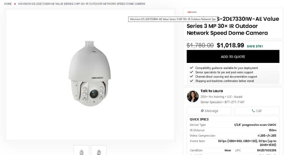Camera video Hikvision Ds-2DE7330iw-ae SpeedDome 360" poe