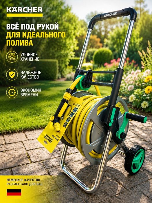 Поливочный шланг алюминиевый барабан
