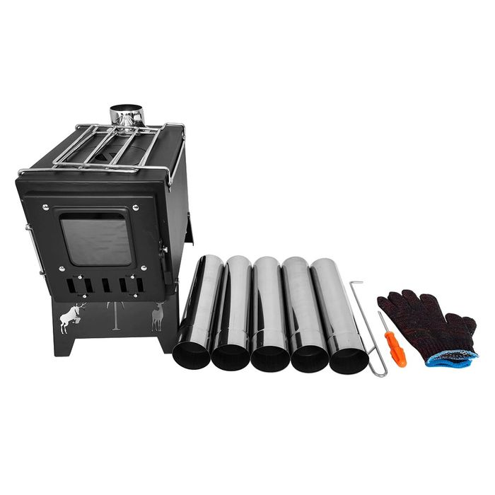 Туристическая походная печь с трубой и складными ножками модель ZM30