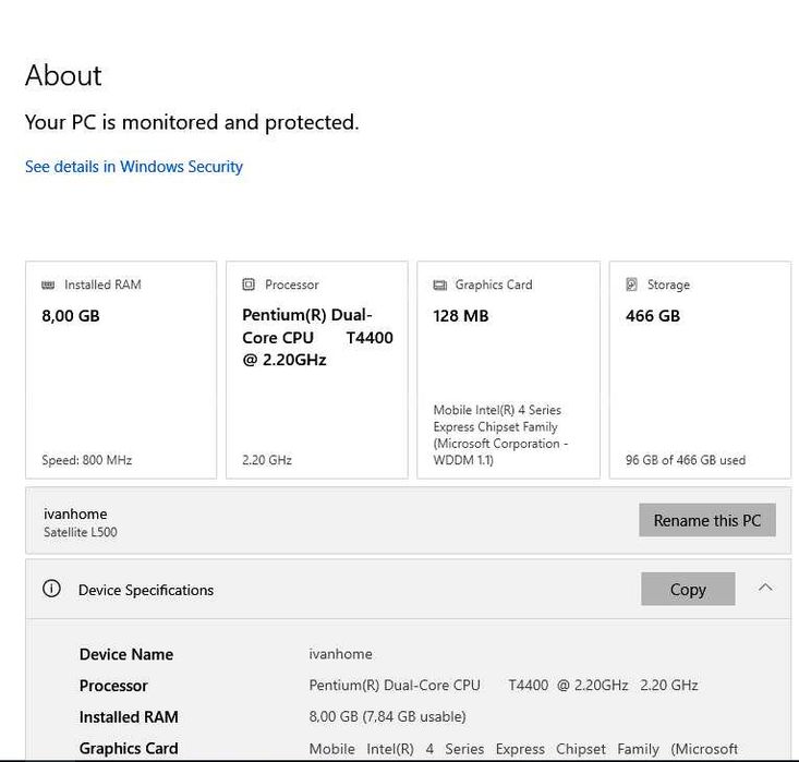 Лаптоп "Toshiba Satellite L500"