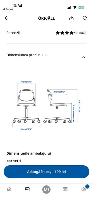 Scaun ikea pt birou copii