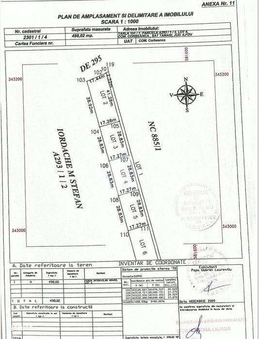 Teren intravilan 498,02 mp langa pădure , strada privata Corbeanca