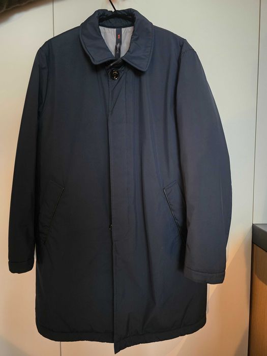 шлифер TOMBOLINI , размер 52, полиретан , цвят тъмно син , вътре сив